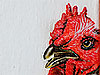 Airbrush - Henne auf Leinwand mit rotem Holzrahmen
