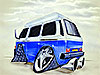 Airbrush - Comic VW-Bus auf Tischplatte